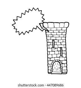 freehand drawn speech bubble cartoon old castle tower