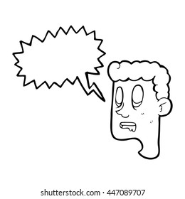 freehand drawn speech bubble cartoon staring man drooling
