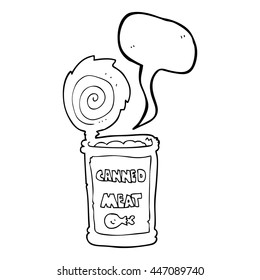 freehand drawn speech bubble cartoon canned meat
