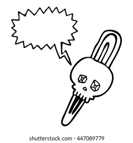 clip de cráneo de caricatura de burbuja de habla dibujado a mano libre