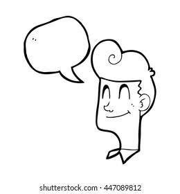 freehand drawn speech bubble cartoon smiling man
