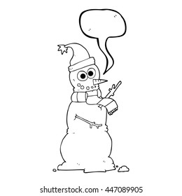 Cartoon-Schneemann in freehand gezeichnet