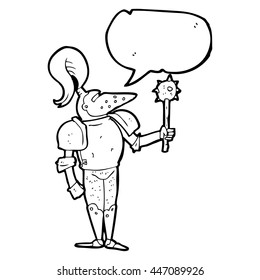 freehand drawn speech bubble cartoon medieval knight