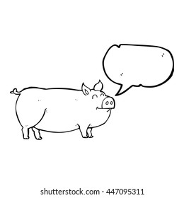 freehand drawn speech bubble cartoon muddy pig