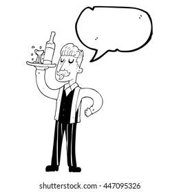 freehand drawn speech bubble cartoon waiter