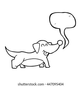 freehand drawn speech bubble cartoon happy little dog