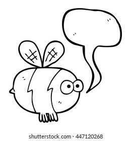 freehand drawn speech bubble cartoon bee