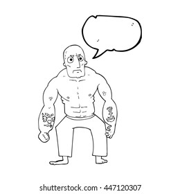freehand drawn speech bubble cartoon tough man