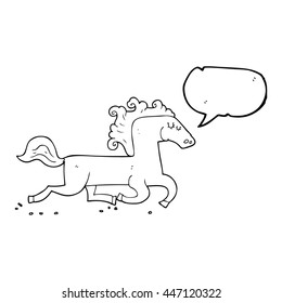 freehand gezeichneter Sprudelkartoon auf Pferd
