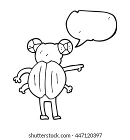 freehand drawn speech bubble cartoon pointing insect