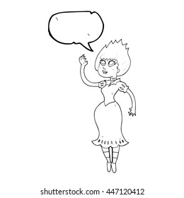 freehand drawn speech bubble cartoon vampire girl