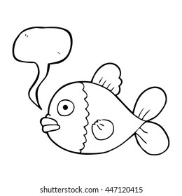 freehand drawn speech bubble cartoon fish