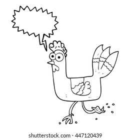 freehand drawn speech bubble cartoon chicken running