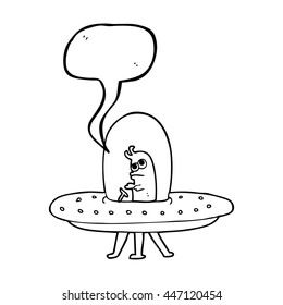 freehand drawn speech bubble cartoon flying saucer