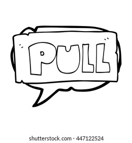 freehand drawn speech bubble cartoon door pull sign