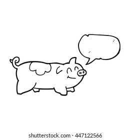 freehand drawn speech bubble cartoon pig