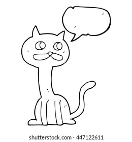freehand drawn speech bubble cartoon cat