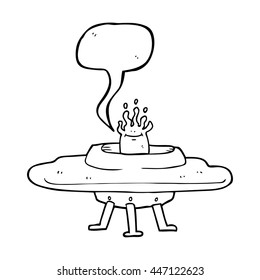 freehand drawn speech bubble cartoon flying saucer
