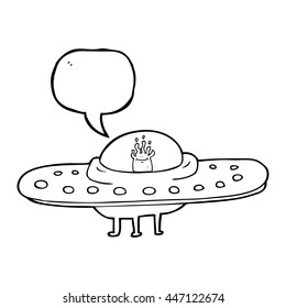freehand drawn speech bubble cartoon flying saucer