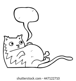 freehand drawn speech bubble cartoon fat cat