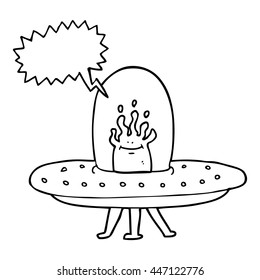 freehand drawn speech bubble cartoon flying saucer