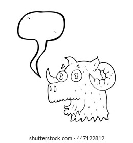 Karikaturenkopf für freehand gezeichnete Sprechblase
