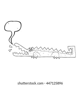 freehand drawn speech bubble cartoon crocodile