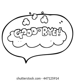 freehand drawn speech bubble cartoon good-bye symbol