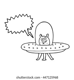 freehand drawn speech bubble cartoon space alien