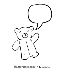 freehand drawn speech bubble cartoon teddy bear