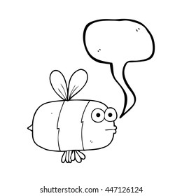 freehand drawn speech bubble cartoon bee