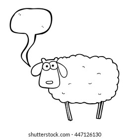 freehand drawn speech bubble cartoon sheep