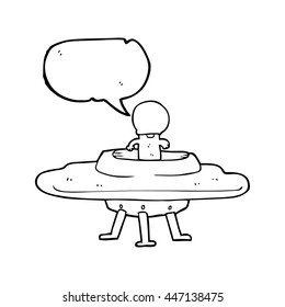 freehand drawn speech bubble cartoon flying saucer