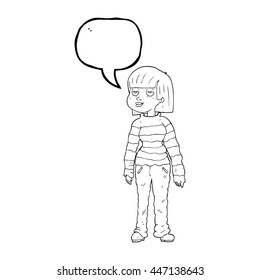 caricatura de burbuja de habla dibujada a mano libre con ropa casual