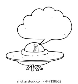 freehand drawn speech bubble cartoon flying saucer