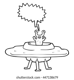 freehand drawn speech bubble cartoon flying saucer