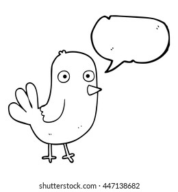 freehand drawn speech bubble cartoon bird