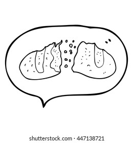 freehand drawn speech bubble cartoon loaf of bread