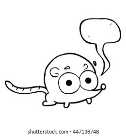 freehand drawn speech bubble cartoon mouse