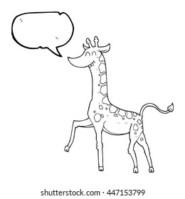 freehand drawn speech bubble cartoon giraffe