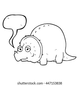 freehand drawn speech bubble cartoon dinosaur