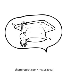 freehand drawn speech bubble cartoon graduation cap