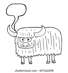 freehand drawn speech bubble cartoon hairy cow