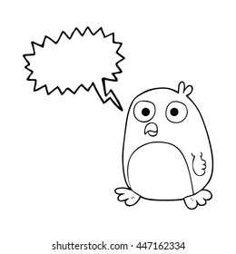 freehand drawn speech bubble cartoon penguin