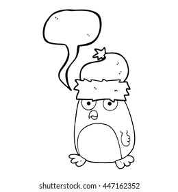 caricatura de burbuja de la libre expresión en pingüino