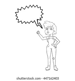 freehand drawn speech bubble cartoon confident farmer woman