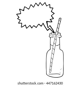 freehand drawn speech bubble cartoon fizzy drink bottle