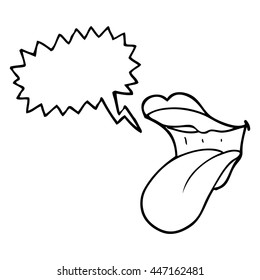 freehand drawn speech bubble cartoon mouth sticking out tongue