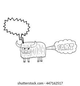 freehand drawn speech bubble cartoon hairy cow farting