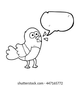 freehand drawn speech bubble cartoon bird